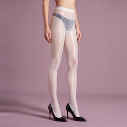 Unisex Glossy Tights with Gold-Tone Print, product photograph