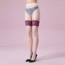 Women's Sheer Tights with Hibiscus Lace Stocking Effect, product photograph