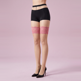 Women's Sheer Tights with Hibiscus Lace Stocking Effect, product photograph