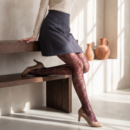 FRILLORA SW137 hosiery in a styled indoor setting