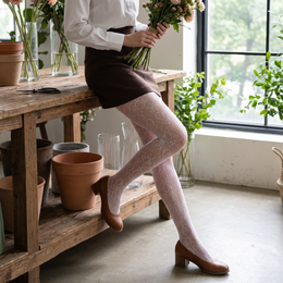 FRILLORA SW137 hosiery in a styled indoor setting