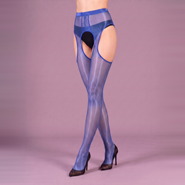 Women's Sheer Open-Crotch Tights with Cutout Panels, product photograph