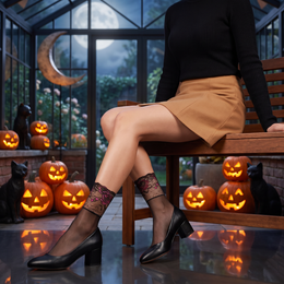 FRILLORA SW166 hosiery in a styled indoor setting