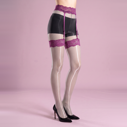 Women's Sheer Tights with Layered Lace Garter Effect, product photograph