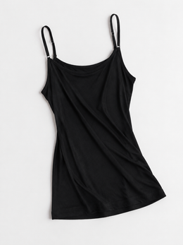 Adjustable Strap Silk Knit Camisole in Black