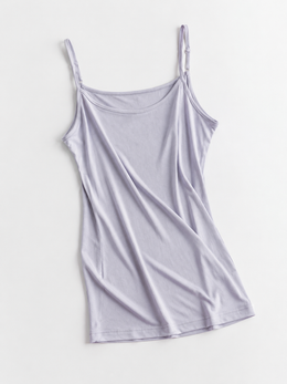 Adjustable Strap Silk Knit Camisole in Silver Gray