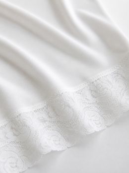 Adjustable Strap Silk Knit Lace Slip in White