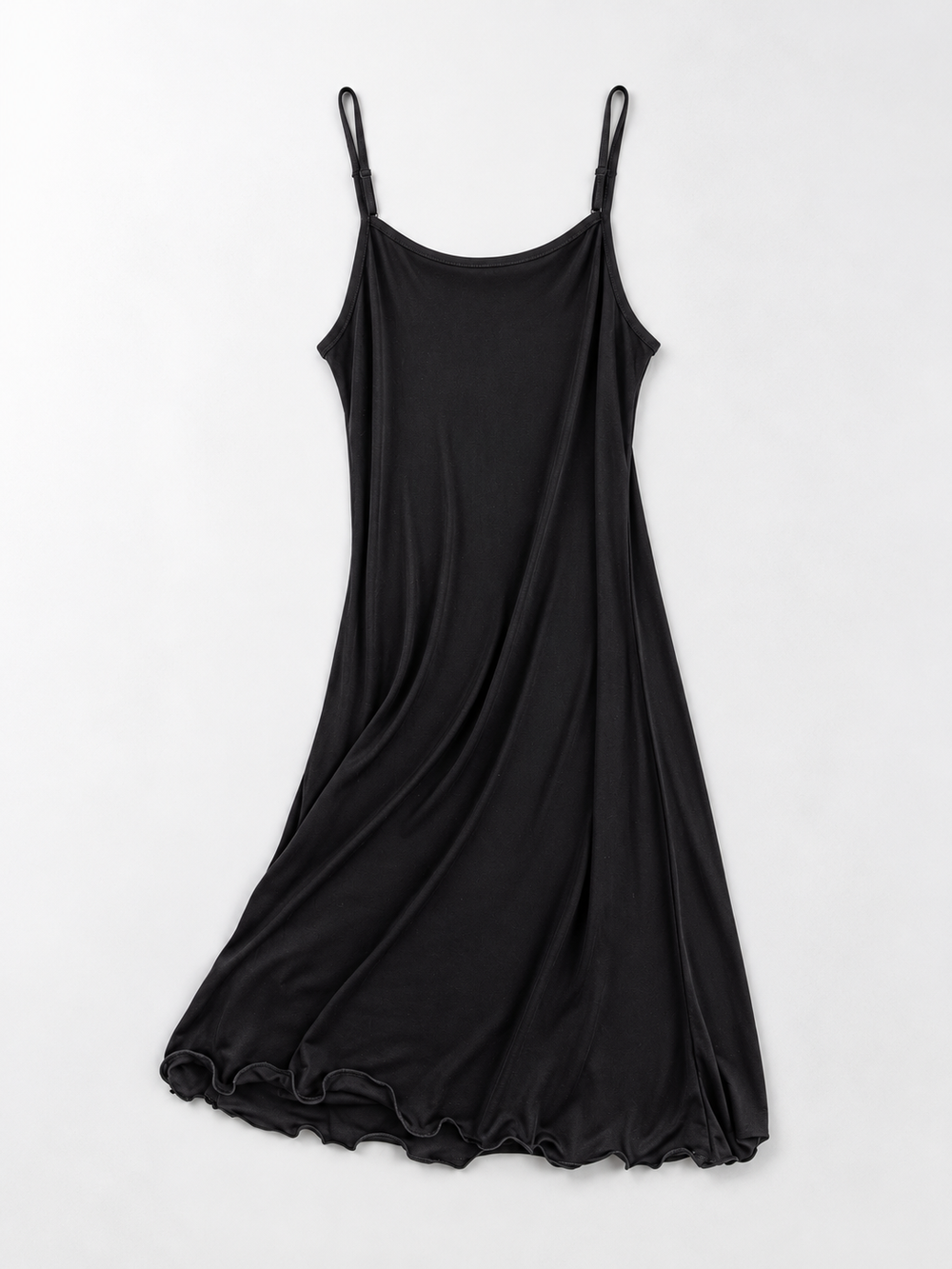 Adjustable Strap Silk Knit Slip in Black