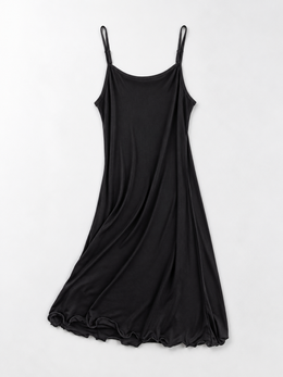 Adjustable Strap Silk Knit Slip in Black