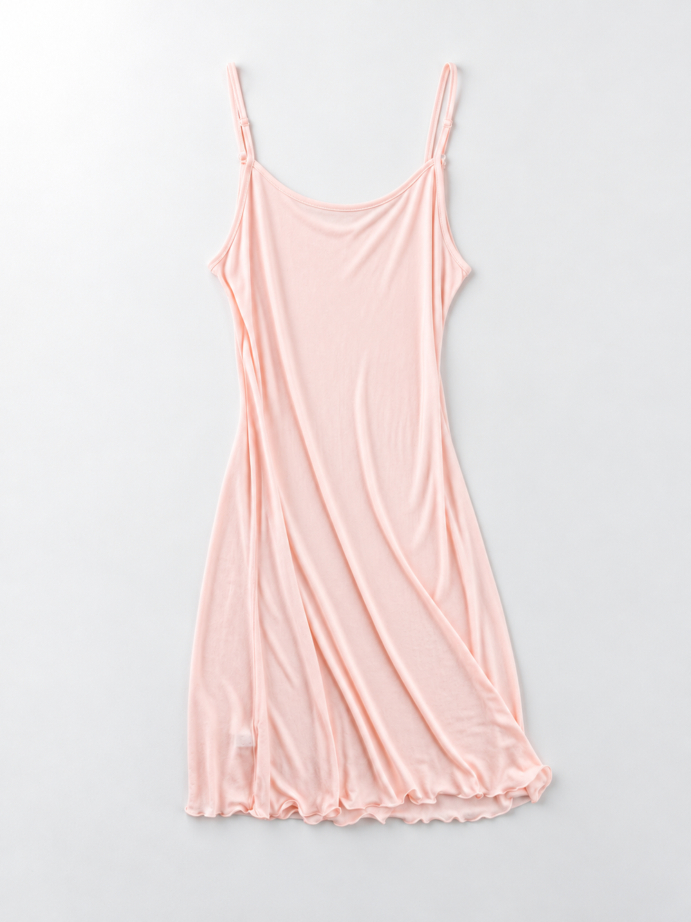 Adjustable Strap Silk Knit Slip in Light Pink