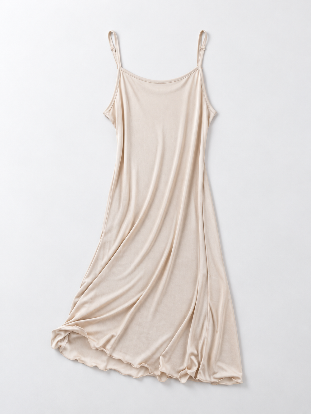 Adjustable Strap Silk Knit Slip in Nude