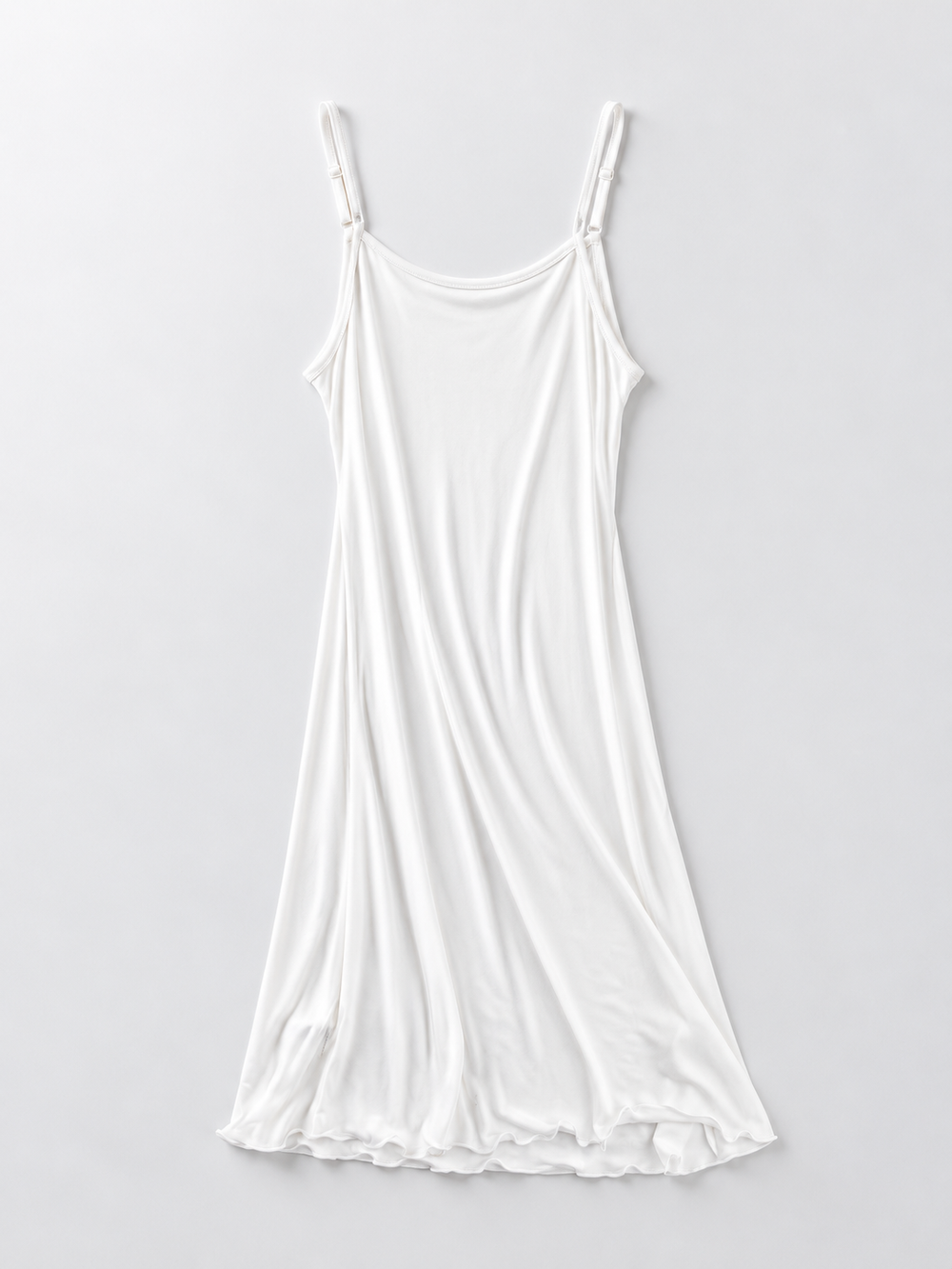 Adjustable Strap Silk Knit Slip in White