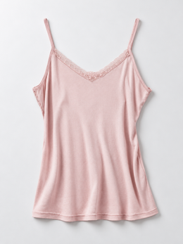 Adjustable Strap V Neck Silk Lace Camisole in Dusty Mauve
