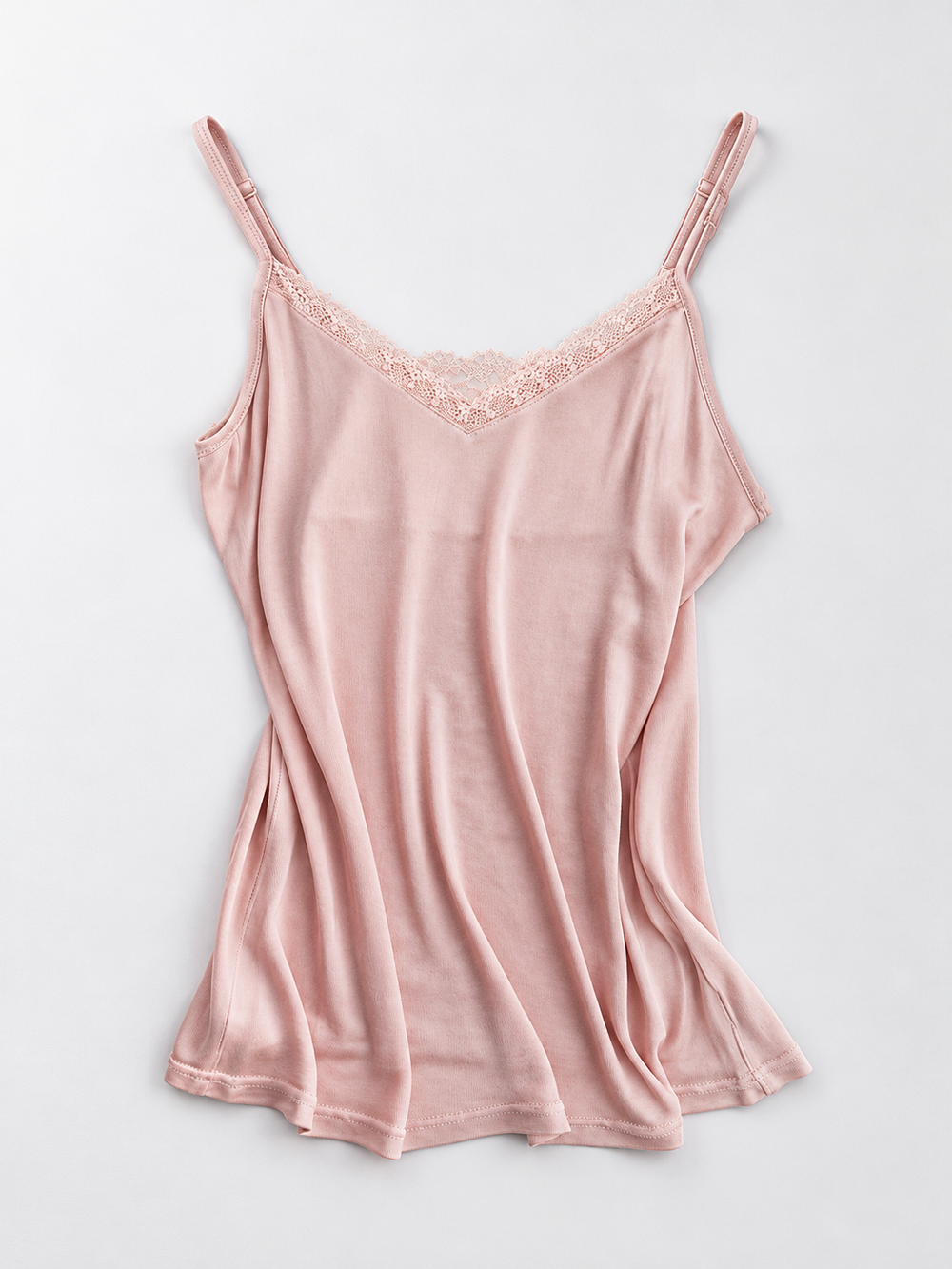 Adjustable Strap V Neck Silk Lace Camisole in Dusty Mauve