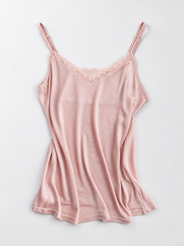 Adjustable Strap V Neck Silk Lace Camisole in Dusty Mauve