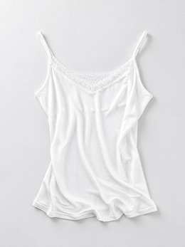 Adjustable Strap V Neck Silk Lace Camisole in White