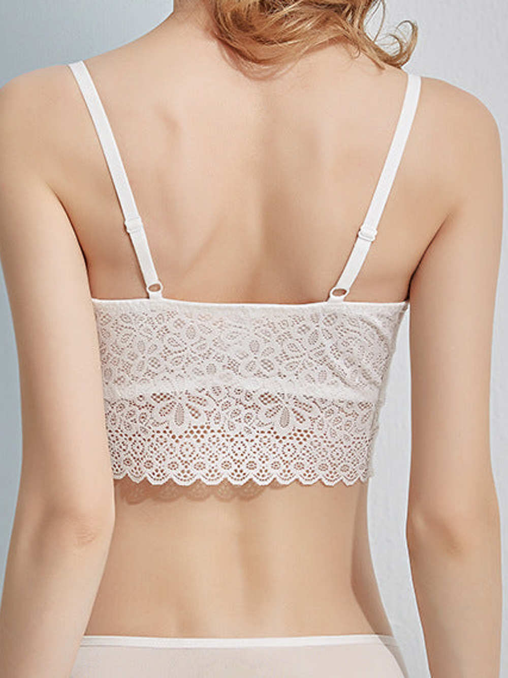 Bandeau Lace Bralette with Silk Lining in White