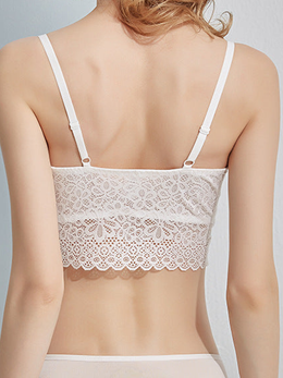 Bandeau Lace Bralette with Silk Lining in White
