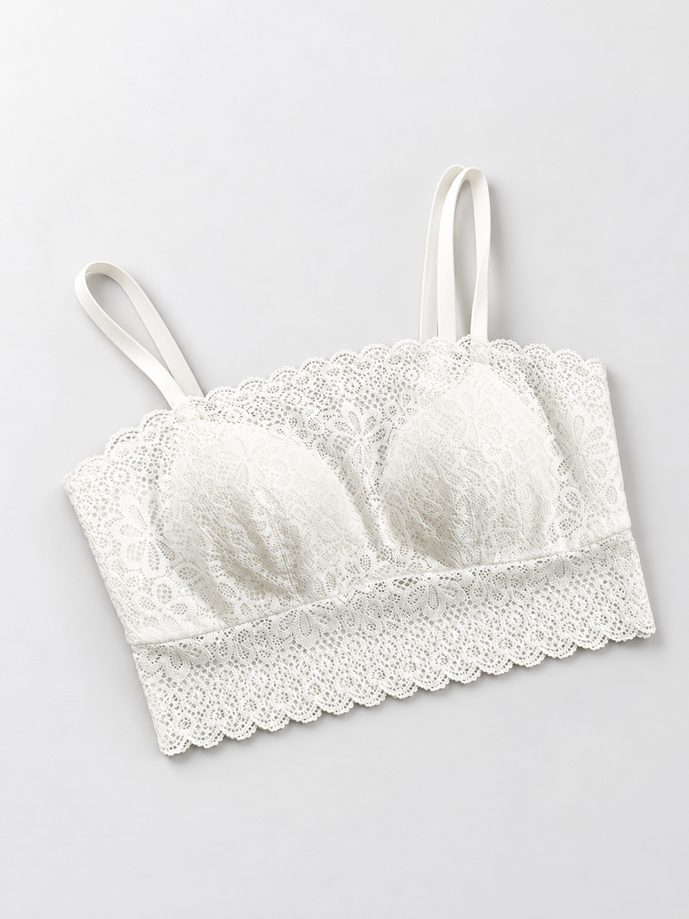 Bandeau Lace Bralette with Silk Lining in White