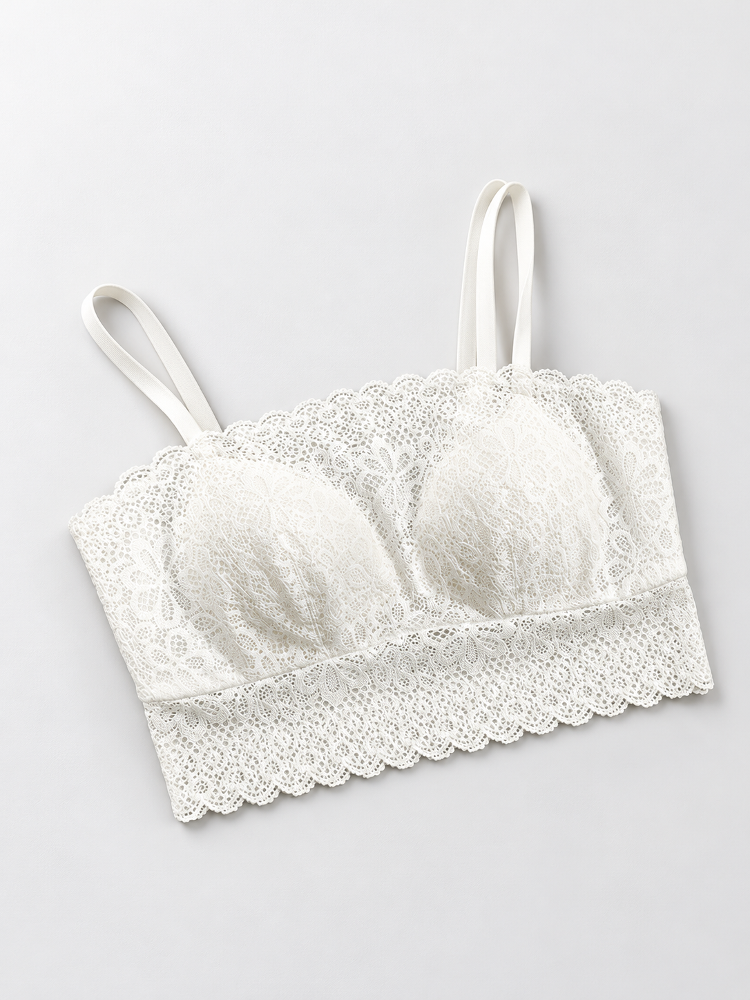Bandeau Lace Bralette with Silk Lining in White
