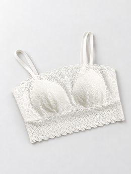 Bandeau Lace Bralette with Silk Lining in White