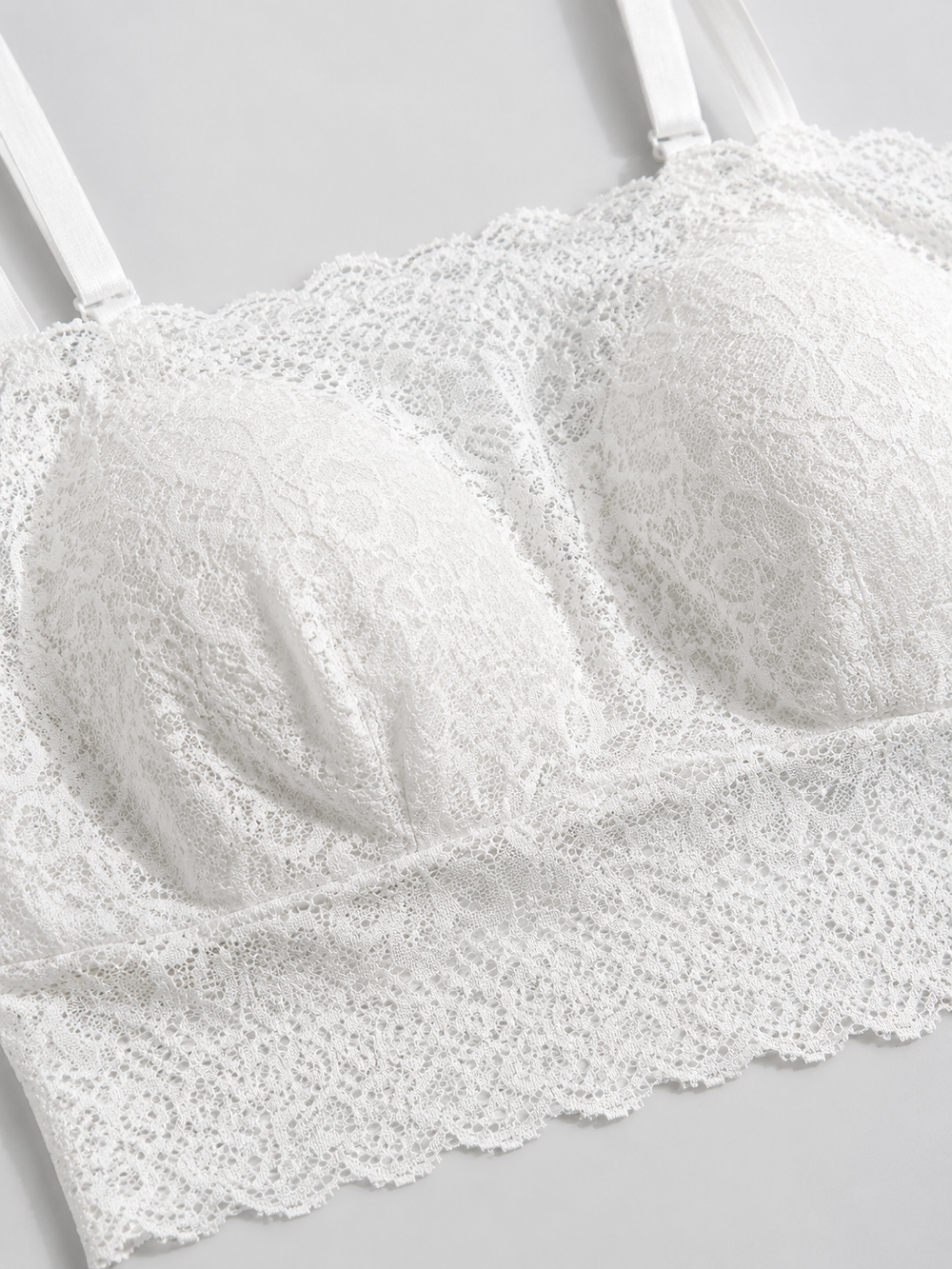 Bandeau Lace Bralette with Silk Lining in White