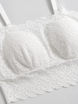 Bandeau Lace Bralette with Silk Lining in White