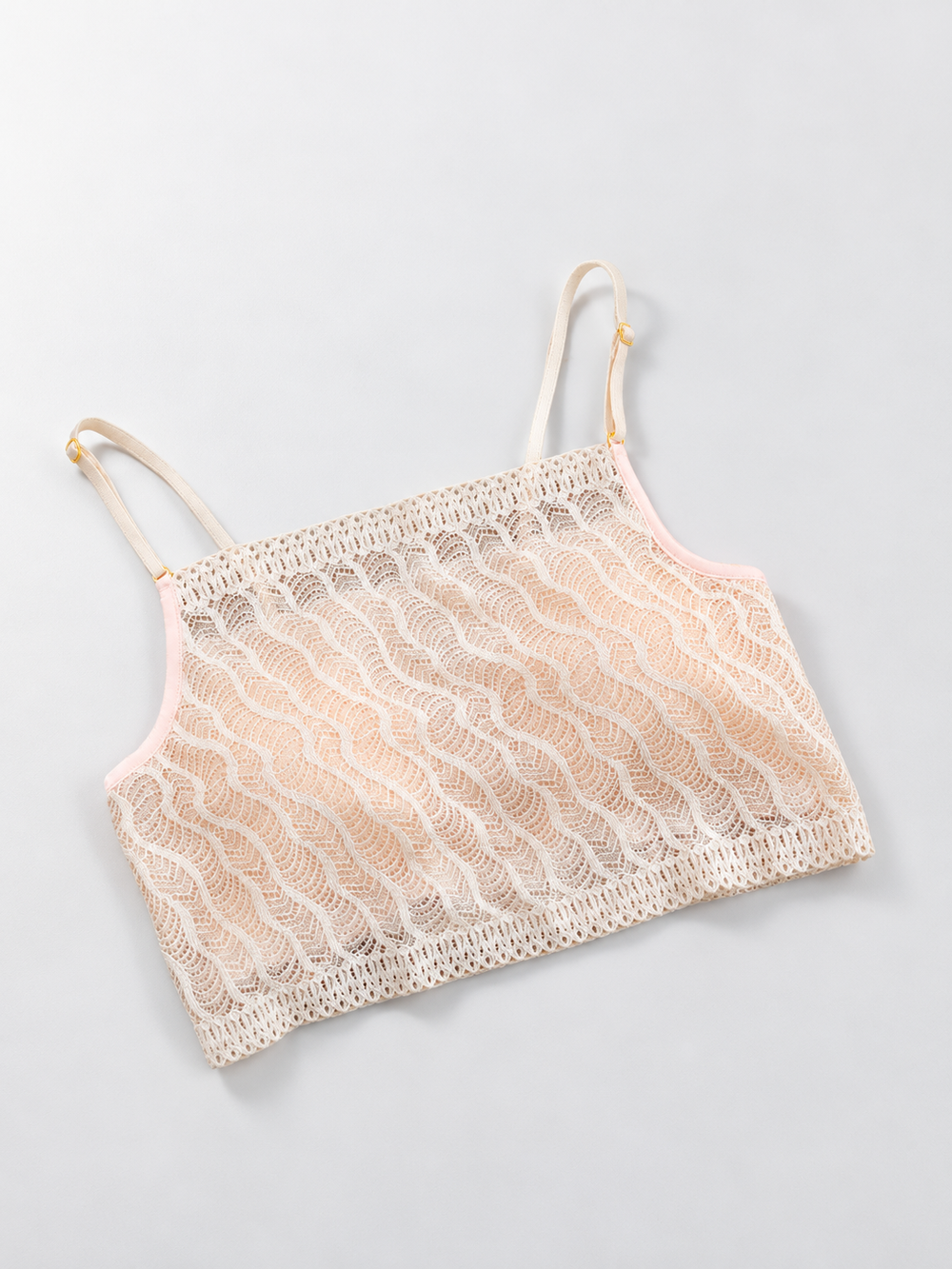 Bandeau Style Lace Bralette with Silk Lining in Nude