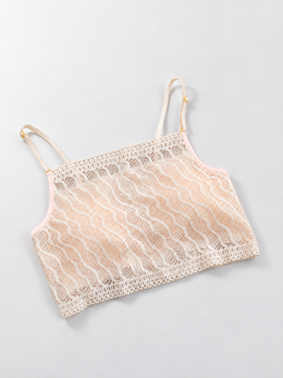 Bandeau Style Lace Bralette with Silk Lining in Nude