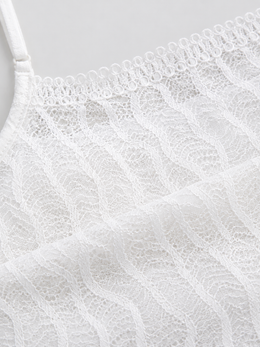 Bandeau Style Lace Bralette with Silk Lining in White