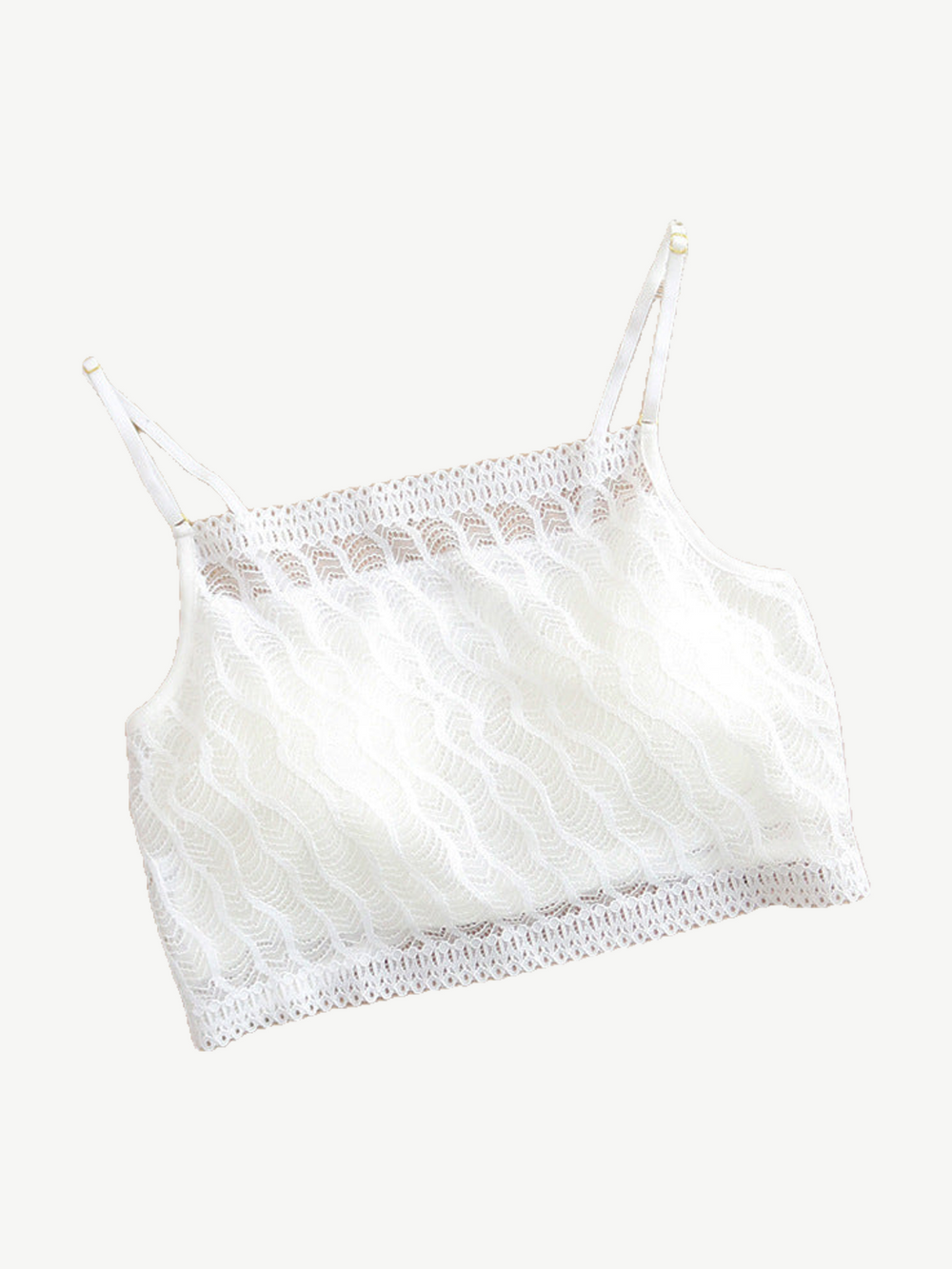 Bandeau Style Lace Bralette with Silk Lining in White