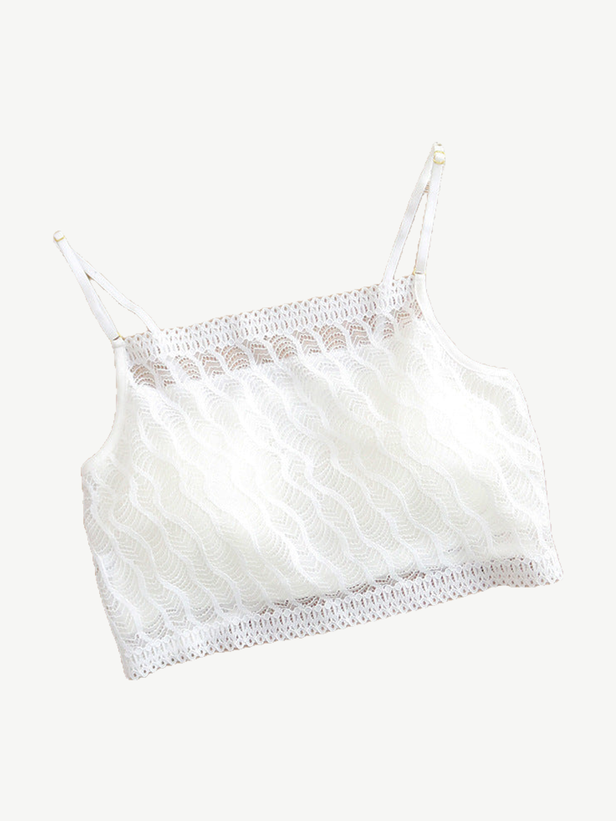 Bandeau Style Lace Bralette with Silk Lining in White