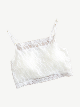 Bandeau Style Lace Bralette with Silk Lining in White