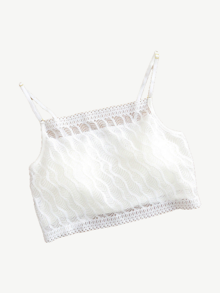 Bandeau Style Lace Bralette with Silk Lining in White