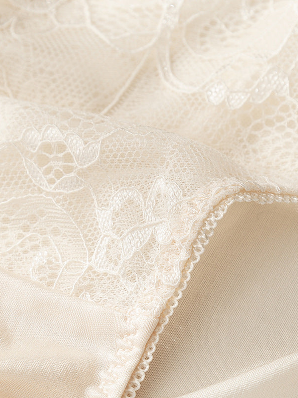 Bow Detail Silk Lace Briefs in Nude