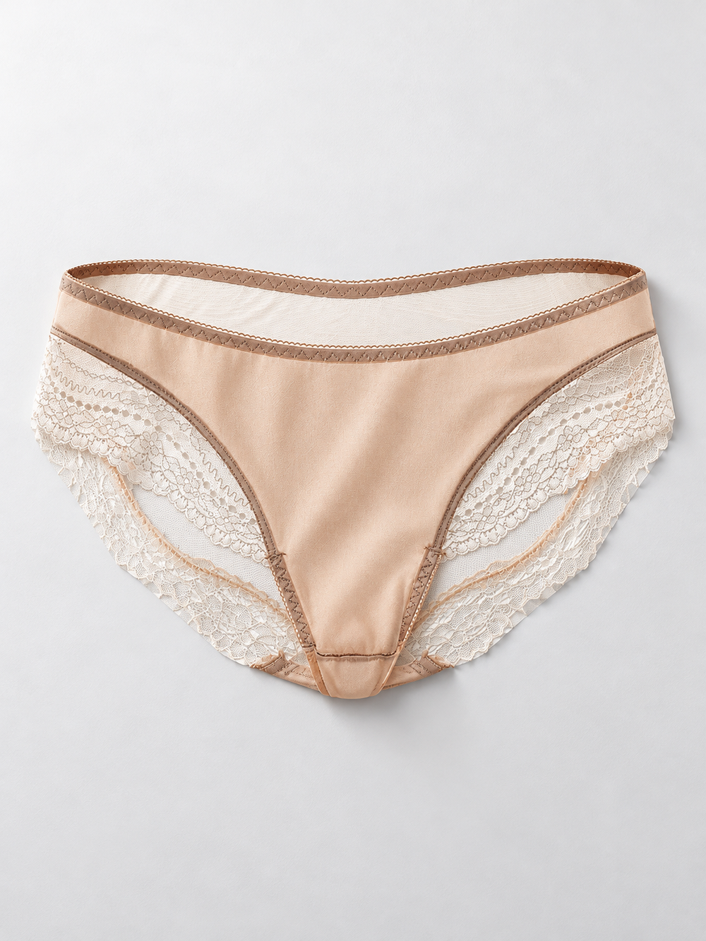 Contrast Trim Stretch Silk Briefs in Champagne Gold