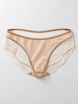 Contrast Trim Stretch Silk Briefs in Champagne Gold