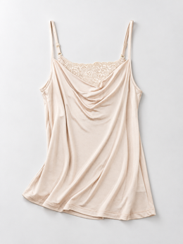 Cowl Neck Silk Viscose Lace Camisole in Nude