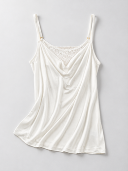 Cowl Neck Silk Viscose Lace Camisole in White