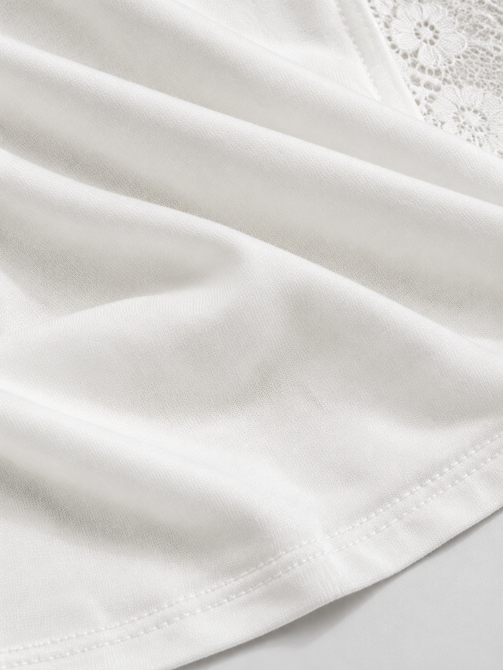 Cowl Neck Silk Viscose Lace Camisole in White