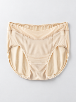 Everyday Silk Briefs with Mesh Edging in Beige