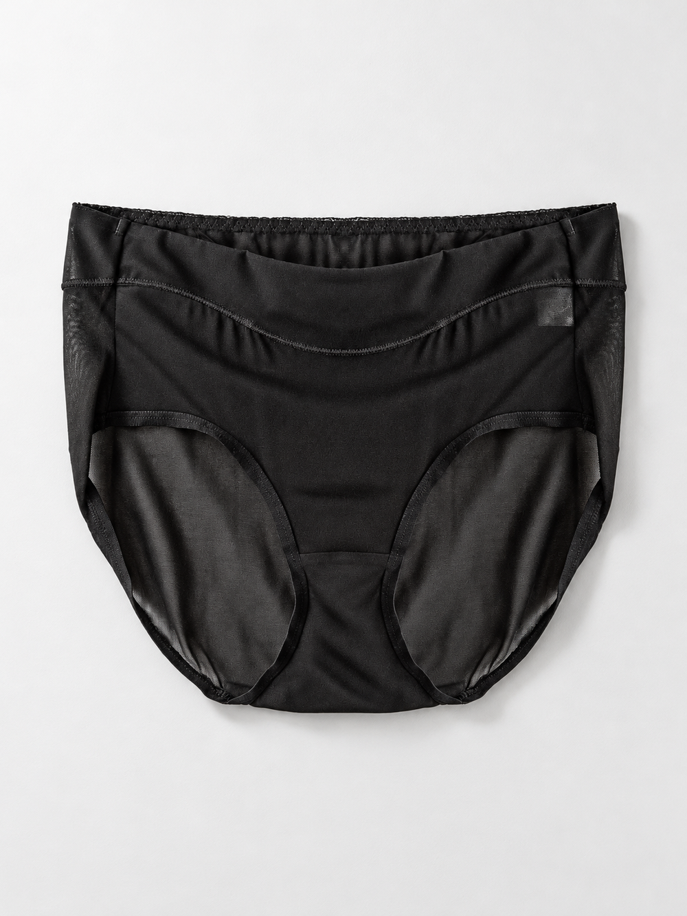 Everyday Silk Briefs with Mesh Edging in Black
