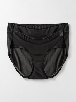 Everyday Silk Briefs with Mesh Edging in Black