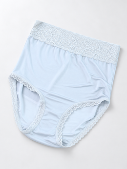 Extra High Rise Silk Lace Briefs in Gray Blue