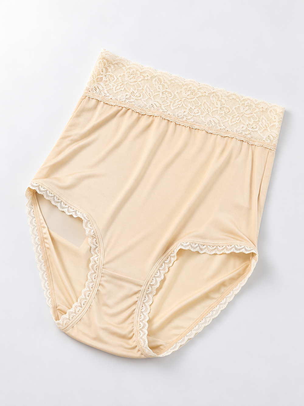Extra High Rise Silk Lace Briefs in Nude