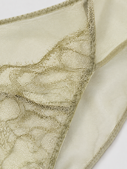Eyelash Lace Briefs with Silk Gusset in Light Green