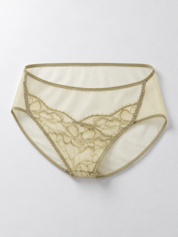 Eyelash Lace Briefs with Silk Gusset in Light Green
