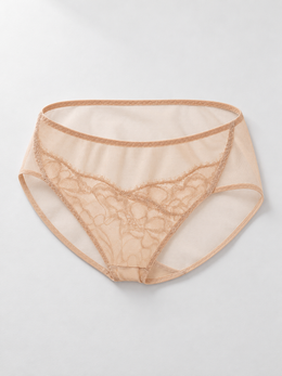 Eyelash Lace Briefs with Silk Gusset in Light Nude