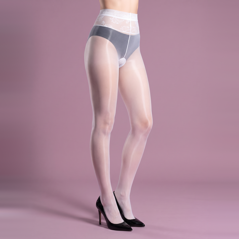 Glossy Tights with Integrated Briefs, 640N in white