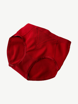 High Rise Knit Briefs with Silk Gusset in Angora Red